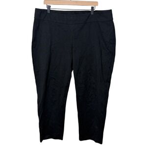 Eileen Fisher XL  Black Flat Front Pull On Cropped Pants Women's Ponte Ankle